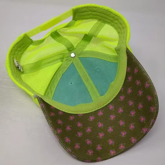 Natural Life Trucker Hat Blue Yellow One Size Live Happy Patch Floral Brim - Picture 7 of 9